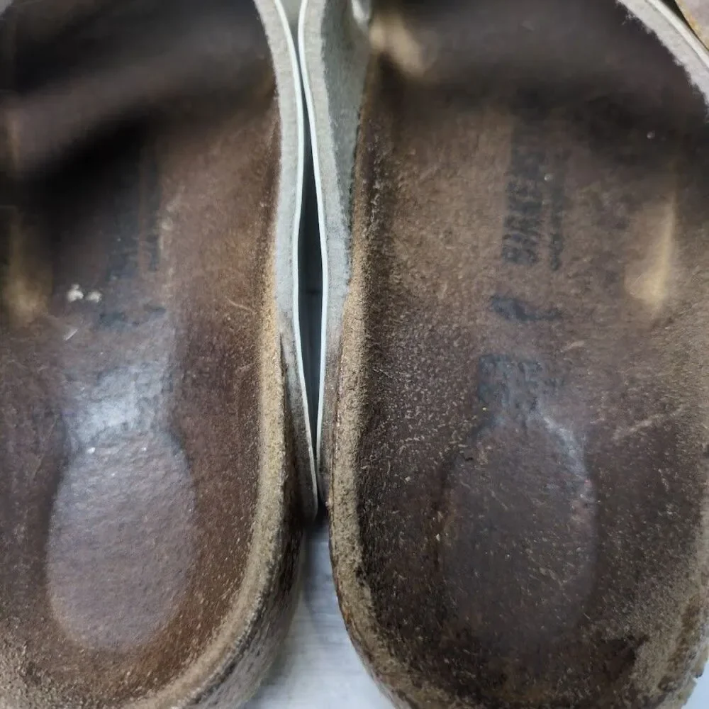 Birkenstock Girls Arizona Slide Sandal Silver Metallic Flat Sz 33 Slip On